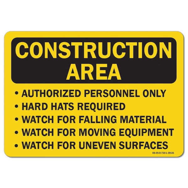 OSHA Caution, 3.5" Height, 5" Width, Decal, OS-CS-D-35-L-19131-10PK